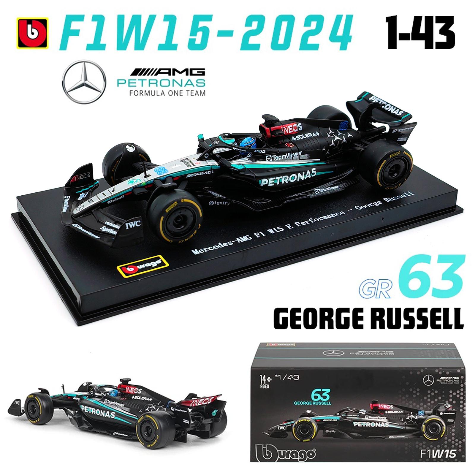 Bburago 1:43 Mercedes Amg W15 W14 E Performance F1 Formule Auto Die-Cast Voertuigen Verzamelmodel Race Speelgoed
