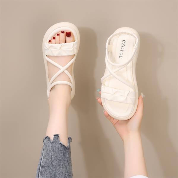 

Fashion Soft Female Sandal Beach Shoes 2025 Women s Clear Heels Large Size Girls New Summer Big Outside Comfort Fashion Flat Casual Scan 35