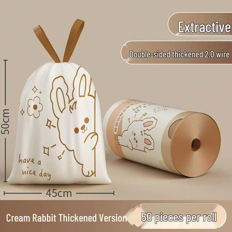 Okas Tear-Free Portable Capibara Thickened Large Garbage Bags for Home, Kitchen, and Dormitory with Drawstring
