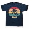 Funny Haiti Retro Sunset Proud Haitian T Shirts Cotton Streetwear Gifts Mens Clothing Fashion Casual Loose Oversized T Shirt