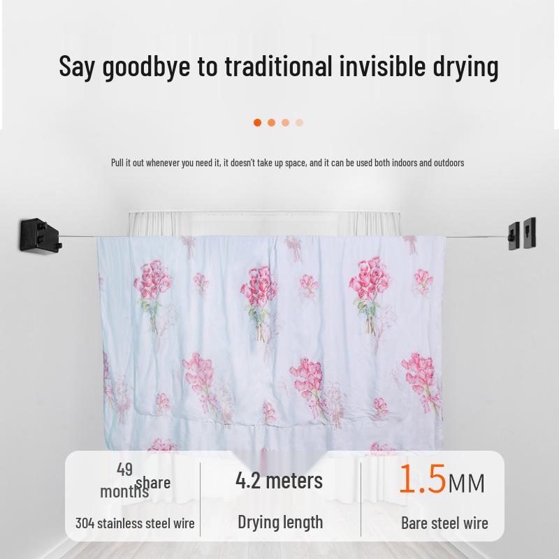 Wall-Mounted Double Rope Clothes Drying Line - Stainless Steel for Bathroom or Balcony