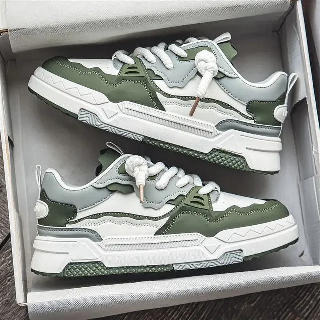 

Модные мужские кроссовки 2025 Модная повседневная обувь Платформа Дышащие спортивные беговые кроссовки Тренд Уличная обувь 44 зелёный