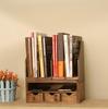 Juleduo Desktop Desk Made of Natural Multiple Assembly Shelf Bookstand, Bookshelf, Storage, Organizer, Wood, Options, Dividers, (Brown)