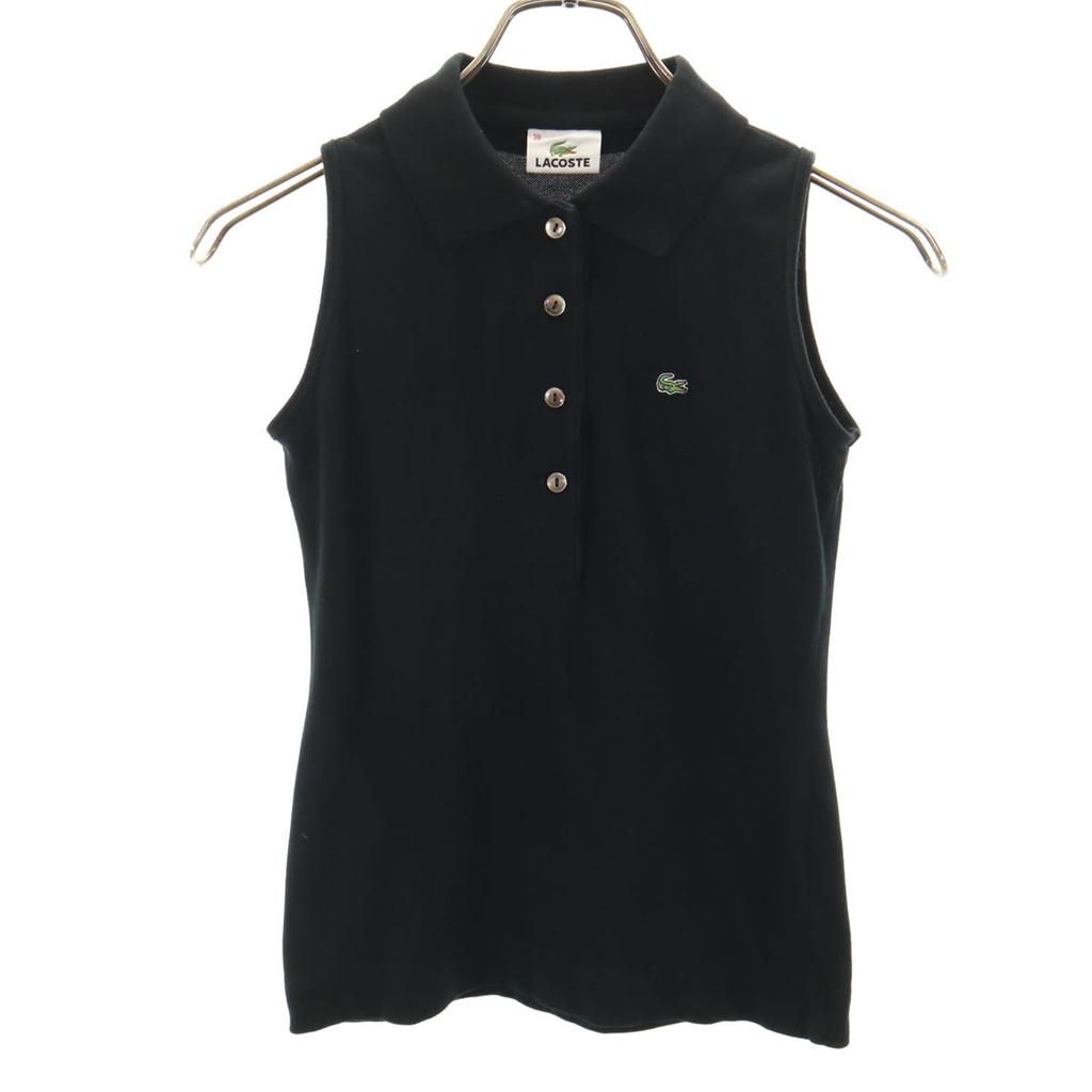 Lacoste Made In Japan No Sleeve Polo Shirt 38 Black Women Used