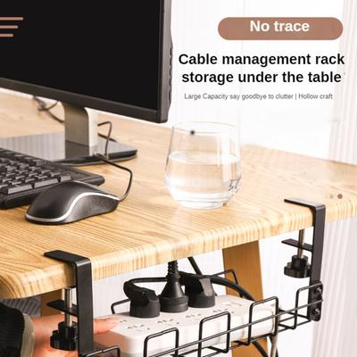 Étagère de rangement sous table Plateau de gestion des câbles Support de prise de bureau Organisateur de fils