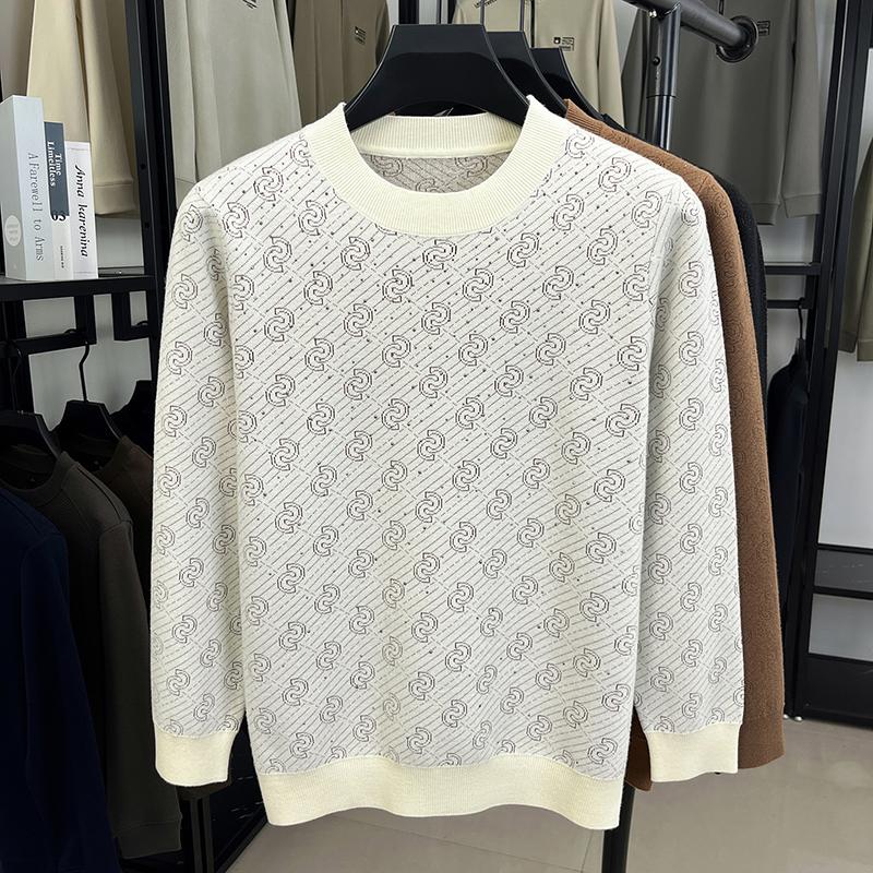 Maglione da Uomo a Girocollo Lavorato a Maglia Autunno Inverno Stampa Artigianale a Diamante Manica Lunga Top da Uomo