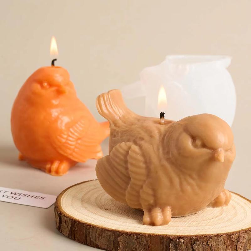 2-pack 3d Bird-shaped Candle Silicone Mold Diycute Animal Statue Woodpecker Soap Plaster Resin Handicraft Casting Mold