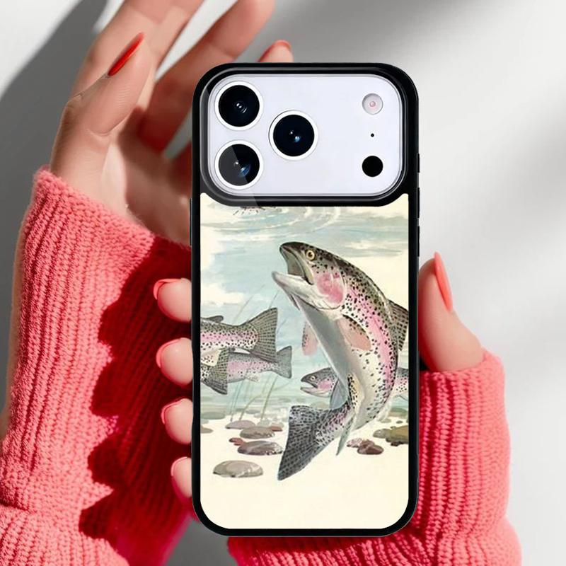 Trout Fishing Phone Case for iPhone 17 Air 16e 15 14 13 Pro Max Back Cover for 12 11 Pro Coque
