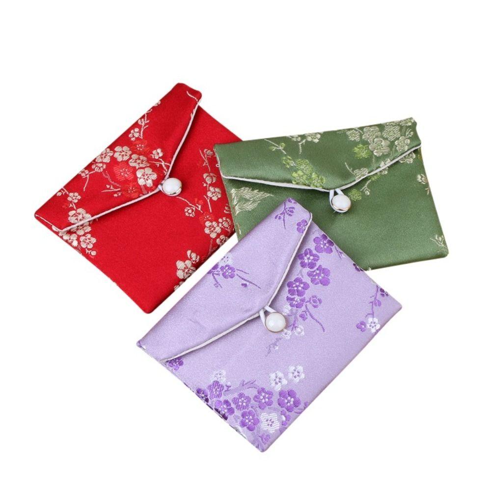 Satin Jewelery Storage Bag Embroidered Coin Purse Retro Jewelery Bag  Party