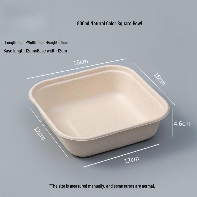 Yuzhuxun Disposable Wheat Straw Round Meal Prep Bowls, 800ml, 100-Pack