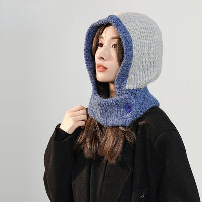 Kore balaklava kadın sonbahar ve kış şapka ve atkı entegre açık sıcak kulak koruması yün örme şapka