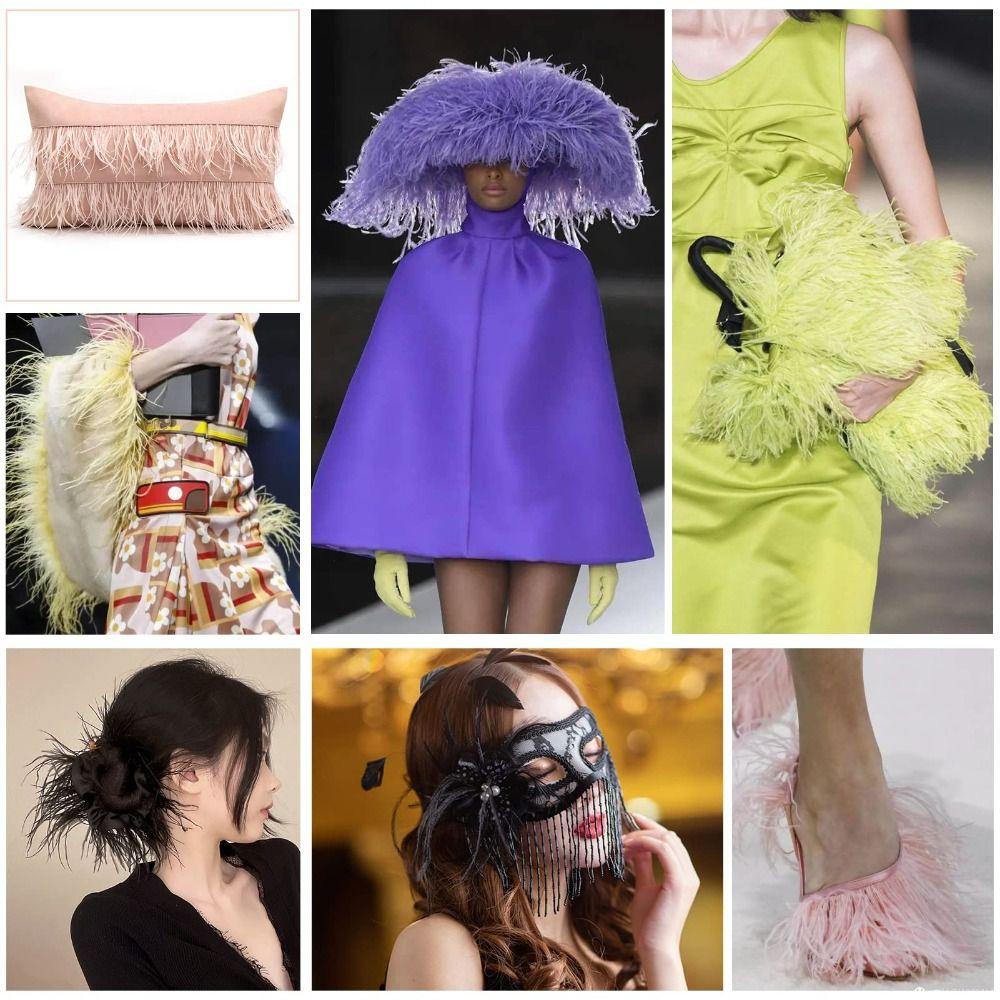 Feather1 Meter Ribbon Tassel Natural Ostrich Feathers Sewing Decoration 10-15cm Wide Apparel Fabric Ostrich Feathers Trim