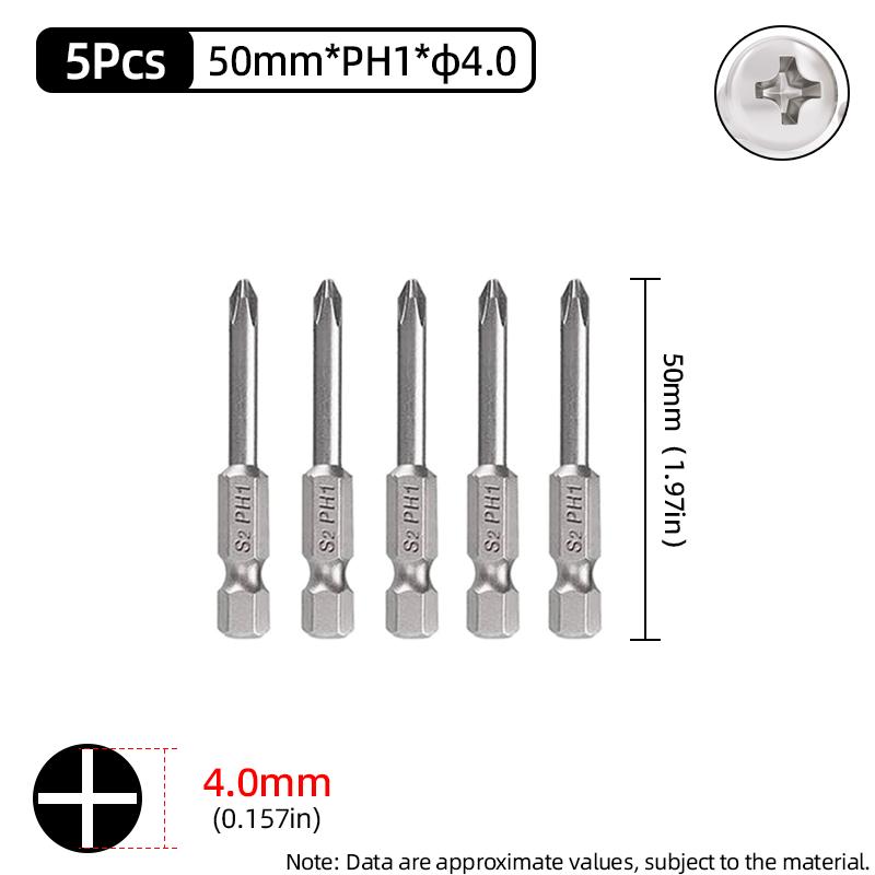 50mm Phillips Screwdriver Bit PH00/PH0/PH1/PH2 1/4” Hex Shank Magnetic S2 Steel Cross Head Screw Driver Bits Hand Power Tools