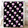 Pink White Flower Print Shower Curtain Black Polyester Waterproof Decor Bathroom Accessories Size: 180 X 200 cm/71x79inch(US) (B