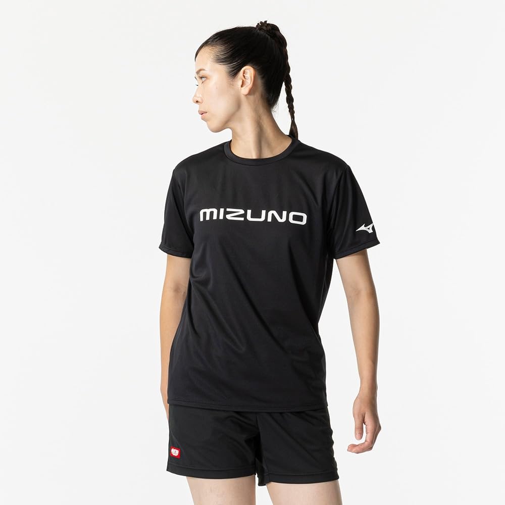 Mizuno Table Tennis Game Short JTTA M Shirt, Sleeve, U-Neck, Unisex, Moisture-Wicking, Quick-Drying, Certified, 82JAA110, Black/White,