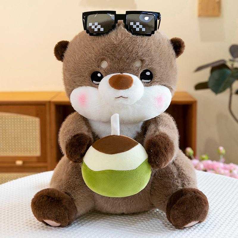 

Adorable Otter Plush Toy: Cute Coconut Juice Drinking Cartoon Doll 30cm (0.26kg)