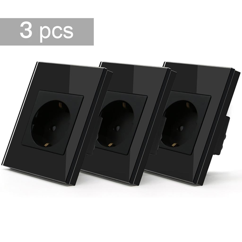 BSEED Touch Lichtschalter 1-fach 3-Wege für Treppenhaus Flur Korridor EU Standard Glasplatte Blaue Hintergrundbeleuchtung 10A 3er-Pack