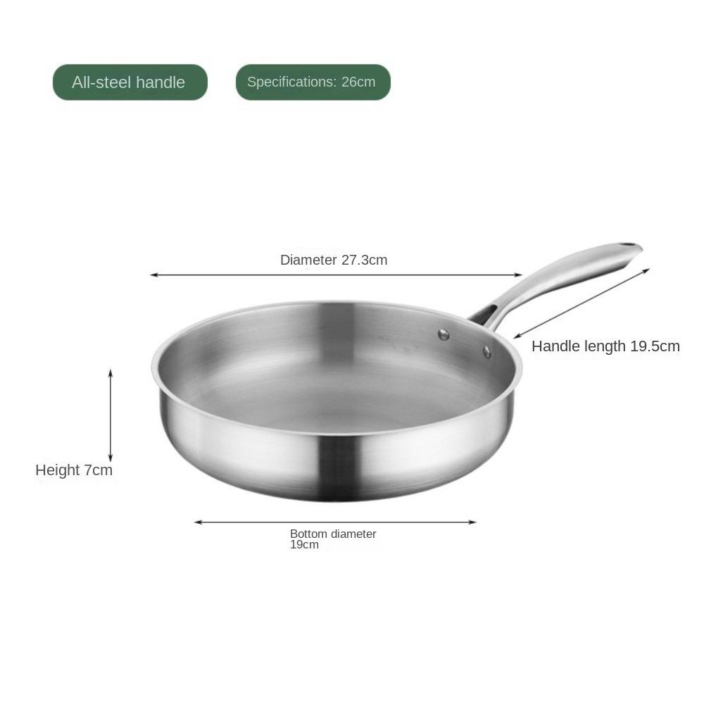 

Сковорода с антипригарным покрытием, сковорода для соте из нержавеющей стали, портативная сковорода для приготовления пищи для газовой плиты, индукционной плиты Silver/M