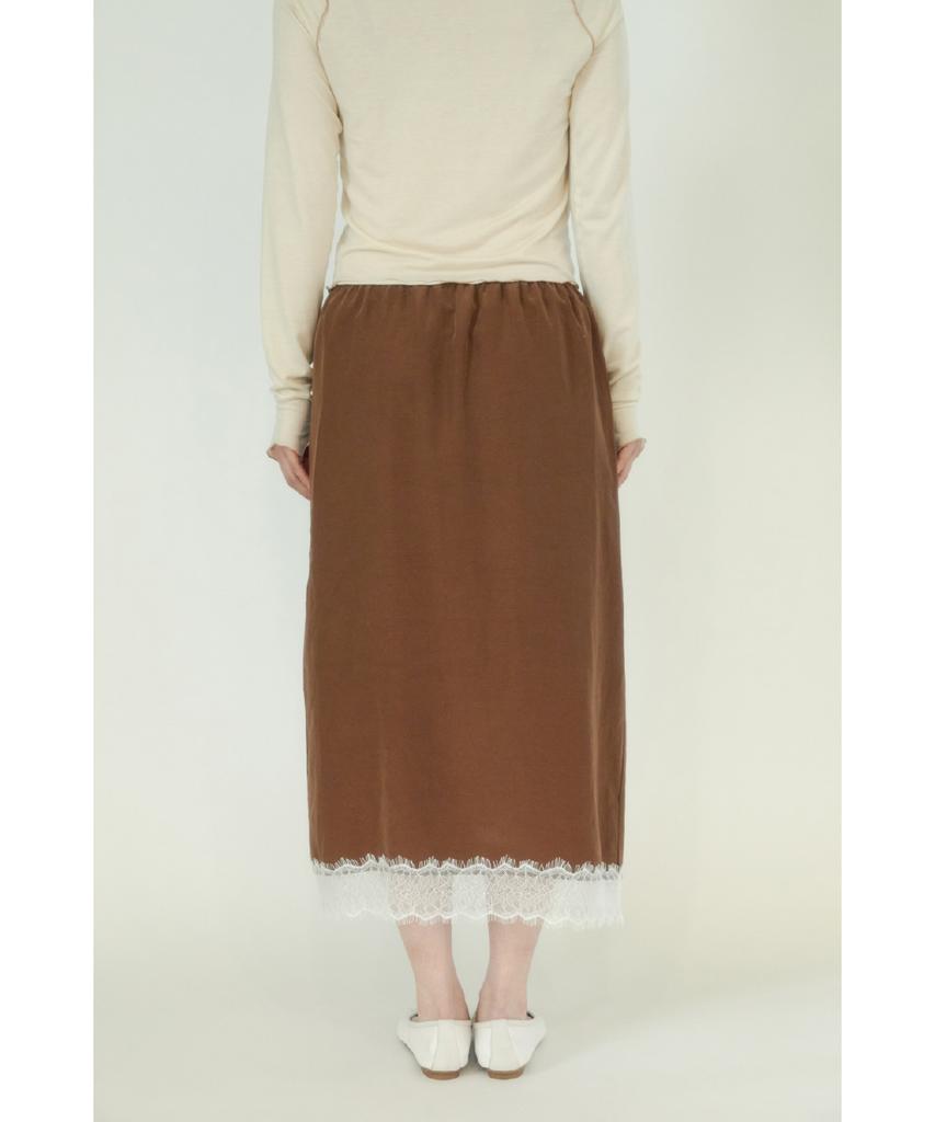 Kyupido Rosette Lace Detail Skirt _ Brown