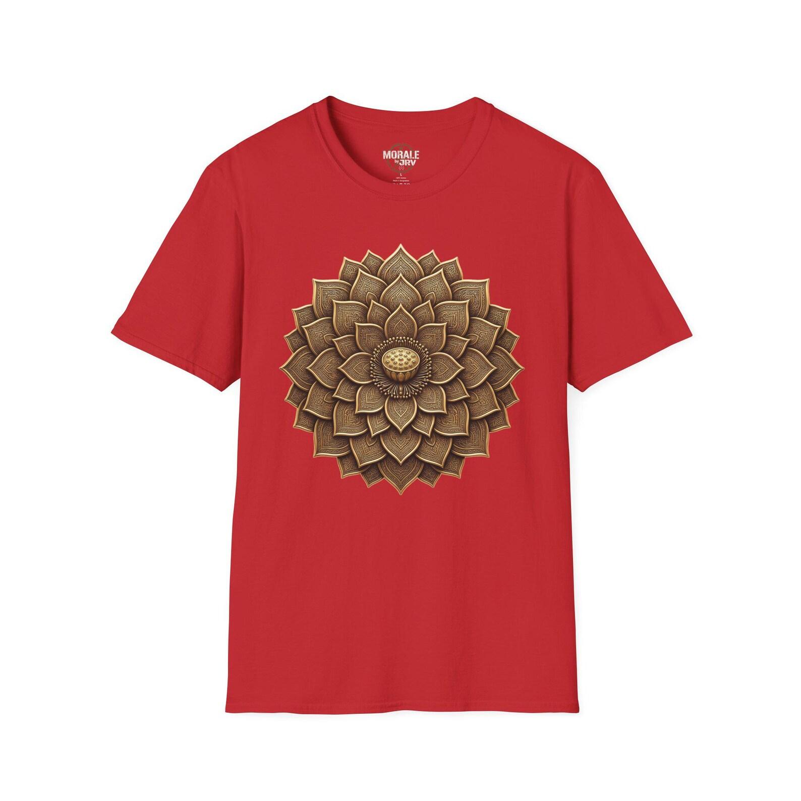 Bronze Geometric Flower T-Shirt | Mandala Sunburst Floral Tee XL
