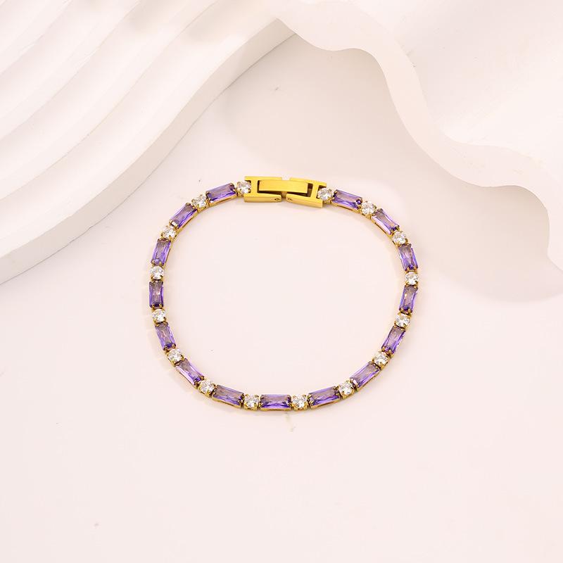 Titanium Steel European and American Light Luxury Style Straight Couple Versatile Temperament Advanced Sense Color Zircon