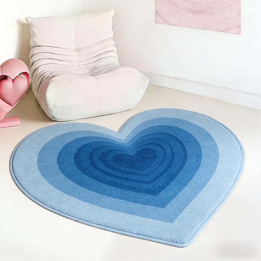 Heart Shape Living Room Decoration Carpet Thick Plush Lounge Floor Mat Fluffy Soft Cloakroom Rug Gradient Color Rugs for Bedroom