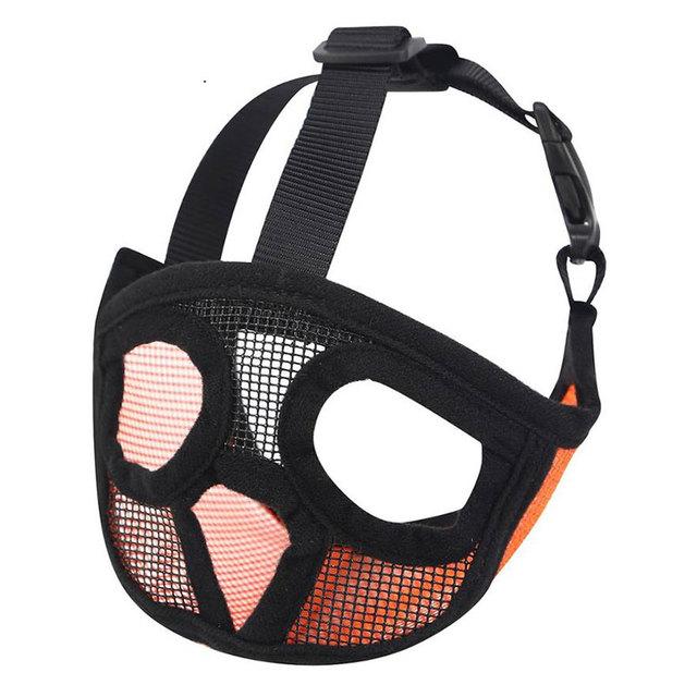 

Короткая морда для домашних собак, регулируемая морда для французского бульдога, маска для рта собаки, дышащая морда для защиты от лая, принадлежности L оранжевый