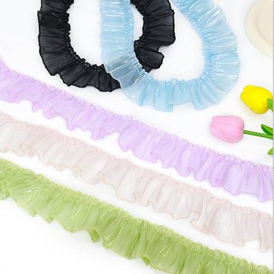 Neues 5 cm breites Satinband-Besatz Faltenrüschen-Rand Rüschen-Besatz DIY Satin-Falten-Spitzenbesatz Kleiderdekoration
