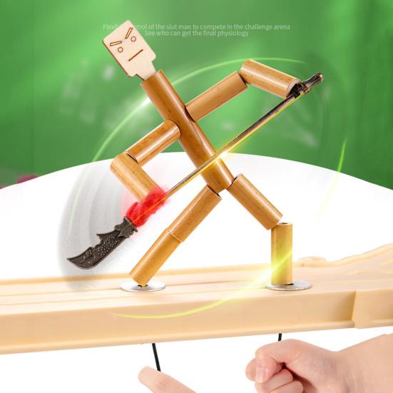 Bamboo Man Battle Toy with Random Weapon PK Table Funny Natural