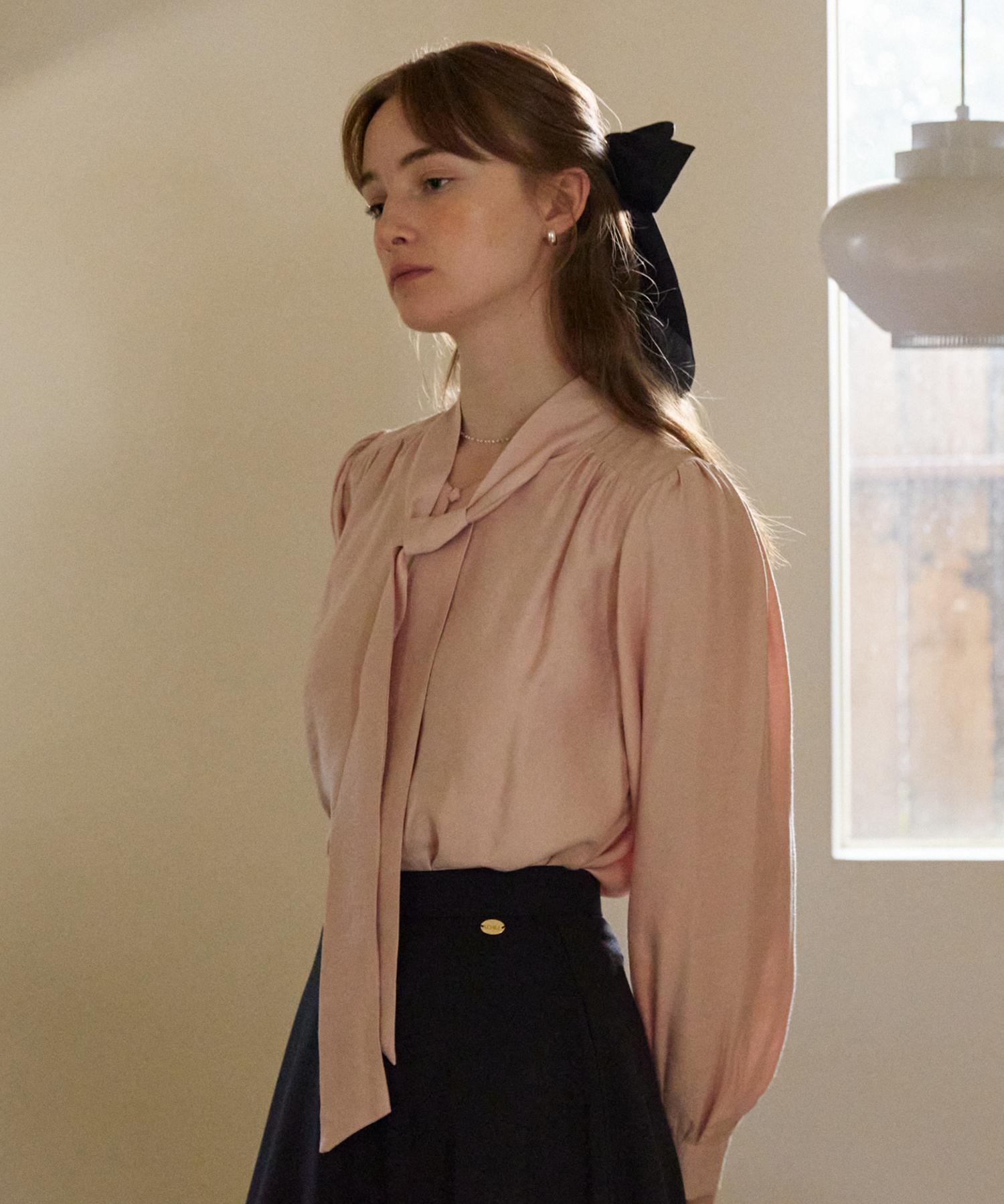 Adowl Scarf Neck Shirring Blouse - Softpink Softpink/Free