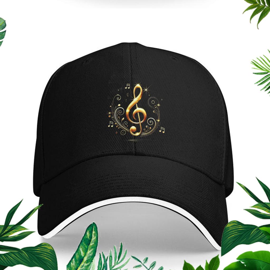 Golden Treble Clef Music Lover Baseball Cap Adjustable Sun Hat Breathable Casual Unisex Adult Cap