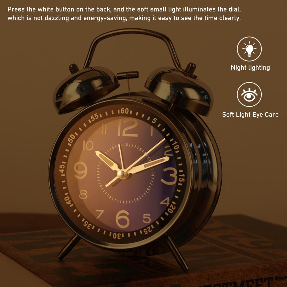 Super-Loud Twin-Bell Vintage Alarm Clock Compact Size Alarm Clock For Students,Fashioned Circle Alarm Clock for Nightstand Desk