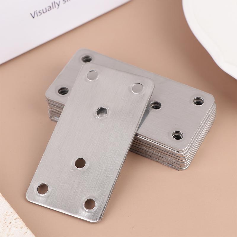 10Pcs Straight Four Hole Fixed Angle Bracket Stainless Steel Right Angle Bracket Furniture Fasteners Wood Shelves Cbinets