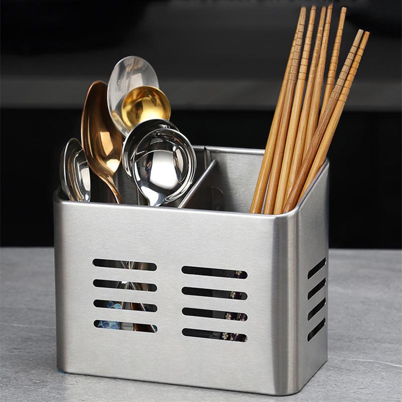 Scolapiatti in Acciaio Inossidabile Porta Piatti Verticale Porta Bacchette Cestino Portaoggetti Scolapiatti Scaffali Organizzatore di Stoviglie Strumenti da Cucina