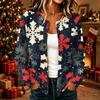 Women's Casual Christmas Print Long Sleeve Button-Up Knit Cardigan Sweater Coat for Holiday Wear