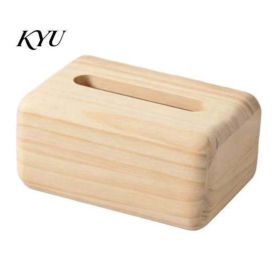 Natural Wood Grain Box Solid Tissue Box, Rectangular Wooden Dispenser, Flip Top Compact Napkin Holder for Hotel Lid Case Living Room Bedroom And Small
