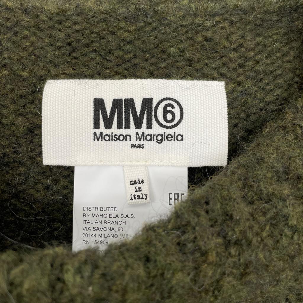 MM6 Mosqueline 21 years S52Gold Plated0091 S17770 Site Ribbon Hairy Knit tops S Moss greenUsed