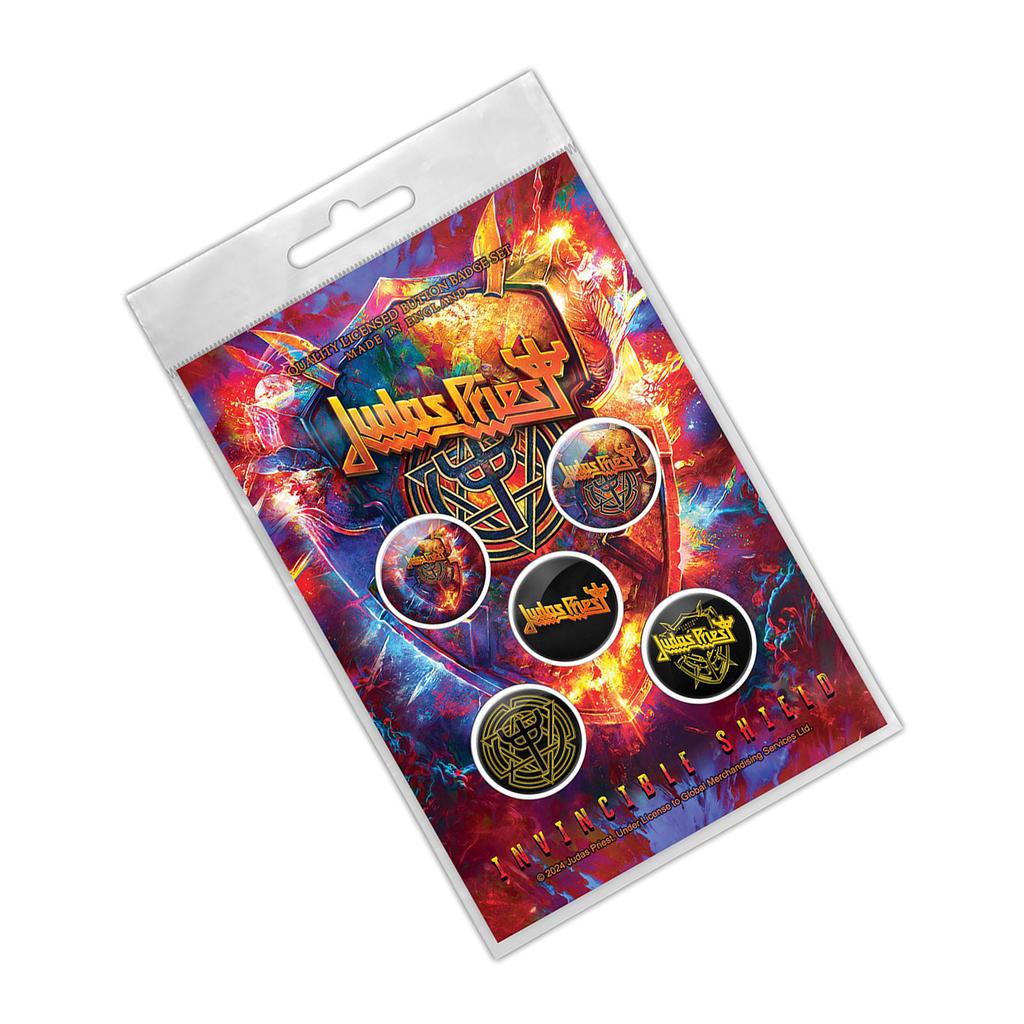 Judas Priest Invincible Shield Button Badge (Pack of 5)