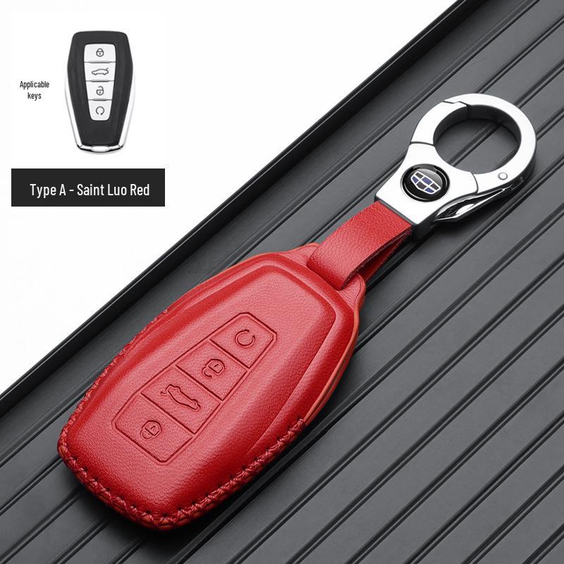 Genuine Leather Key Case for Geely Boyue, Xingyue L, Binyue ICON, Xingrui, Panda Mini - Premium Metal Shell
