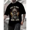 Herren Casual T-Shirt in Übergröße, Kurzarm, Retro Totenkopf 3D-Druck, Rundhalsausschnitt, Leichter Stretch Stoff, Sommer T-Shirt