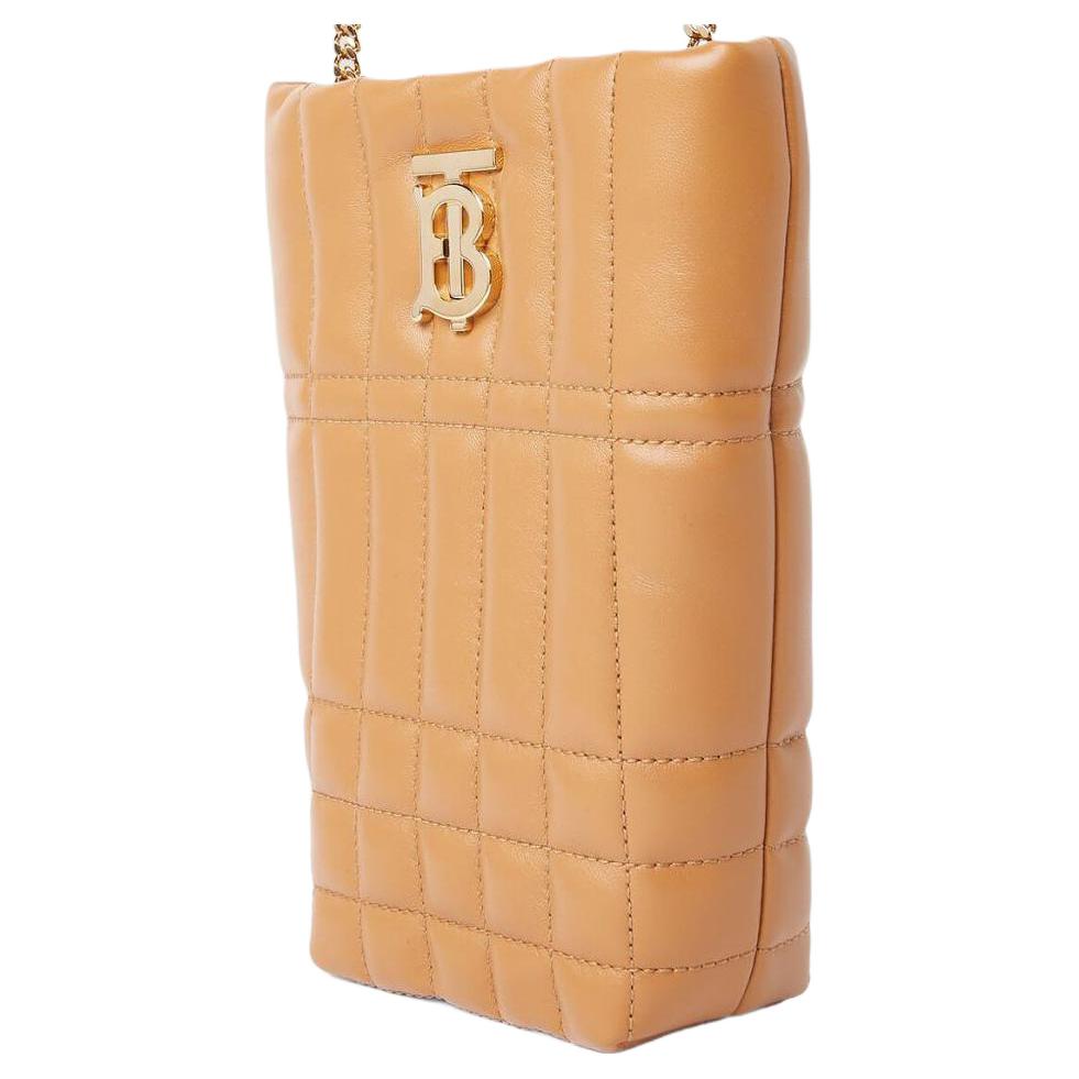 Burberry Lola Bag Hidden Logo Magnetic Buckle Quilted Lambskin Bucket Crossbody Shoulder Bag Women Bags Light-Brown 80610531