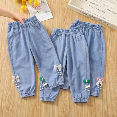 Children's Summer Pants Thin Girls' Mosquito Repellent Pants Baby Girls' Loose Jeans Cropped Pants