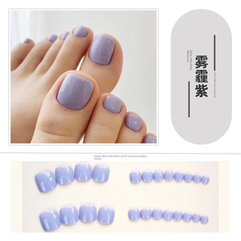 

Крахмал корня лотоса Цвет кожи Носки для пальцев Наклейки для ногтей Готовый продукт для ногтей Модный ветер Минималистичный Монохромный Нежный Ol Накладной кончик ногтя 106-Smog Purple