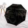 Fantasy Dragon & Tree Circular Wall Art Umbrella, Cute Umbrella with Cute Design, Portable 3-Fold Compact Umbrella for Men & Women, Valentine's Day Mo