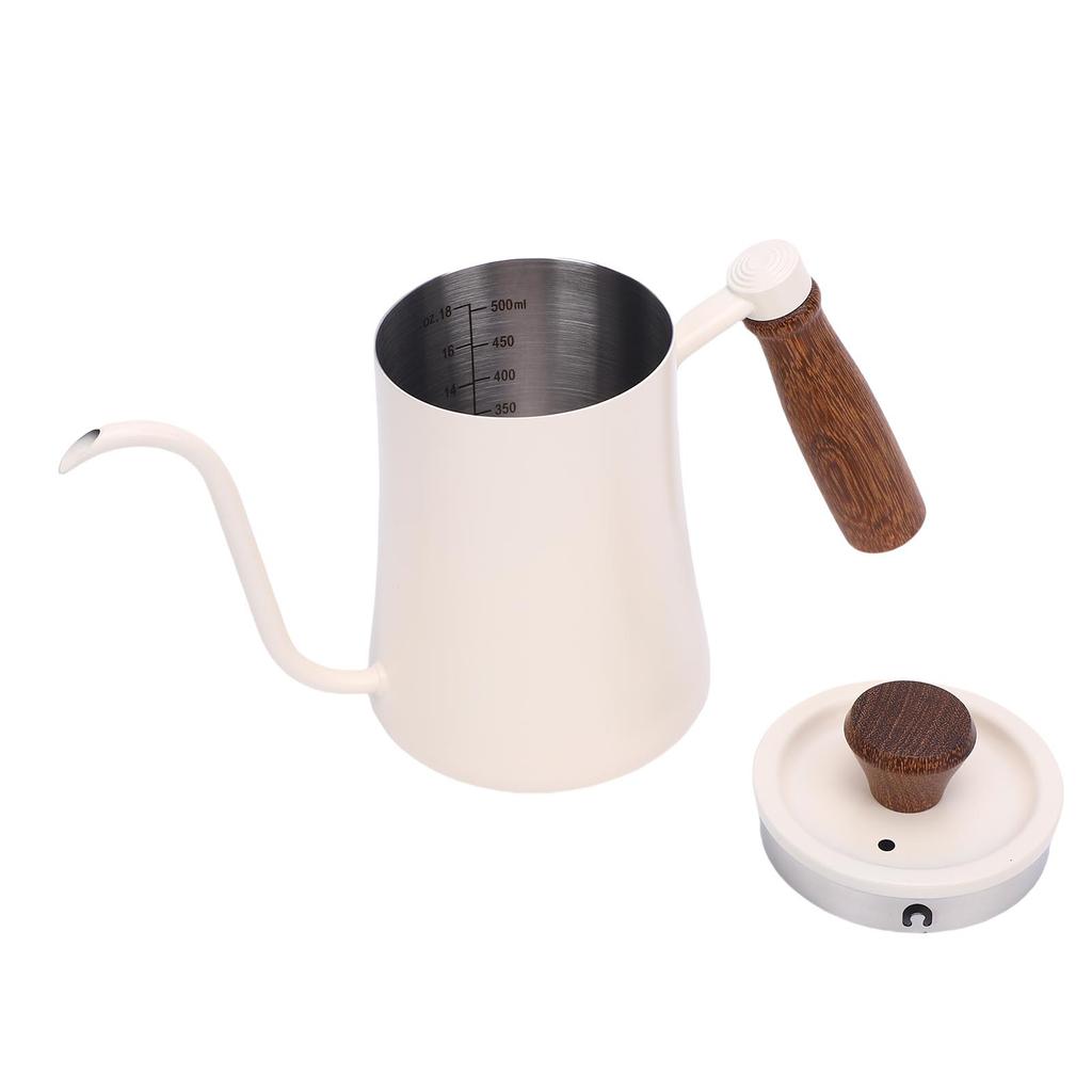 Hand Brew Coffee Kettle 600ML 304 Stainless Steel Narrow Spout Coffee Pot with Scale Insulated Handle for Home Camping