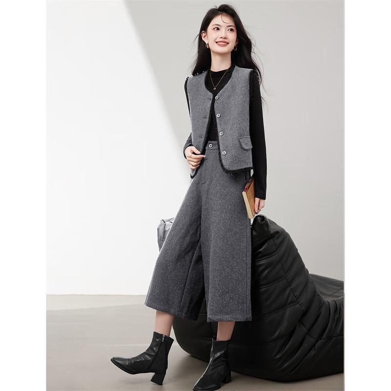 Women's Elegant Wool Blend Three-Piece Suit Set