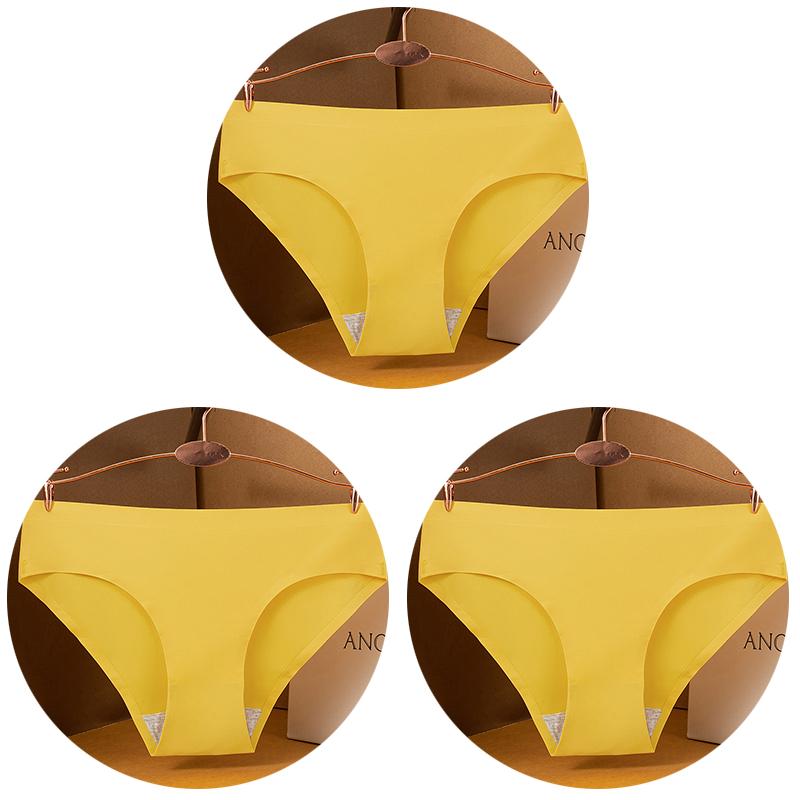 

3Pcs/set Large Size Sexy Women Panties Ice Silk Seamless M-3XL Underwear Solid Color Comfort Soft Briefs Female Lingerie 3XL&3pcs