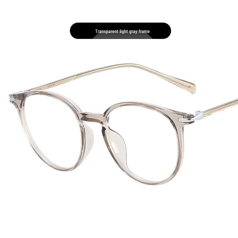 Korean Style TR90 Round Anti-Blue Light Glasses - Lightweight Retro Frame, Prescription-Compatible