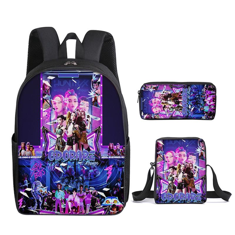 Kpop Demon Hunters School Backpack Set With Oxford Fabric And Air Cushion Straps For Students