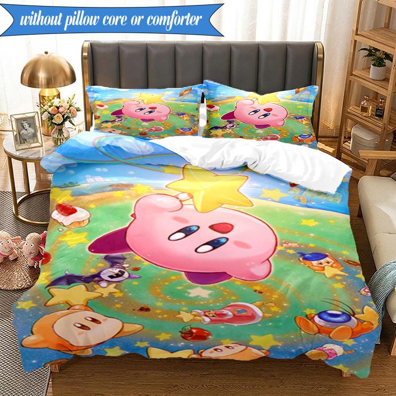 Rosa Pika Muster 3-teiliges K-Pop Musikgruppen Bettwäsche-Set, Ideal für Schlafzimmer, Wohnheim, Enthält Bettbezug und 2 Kissenbezüge, Fan-Geschenke